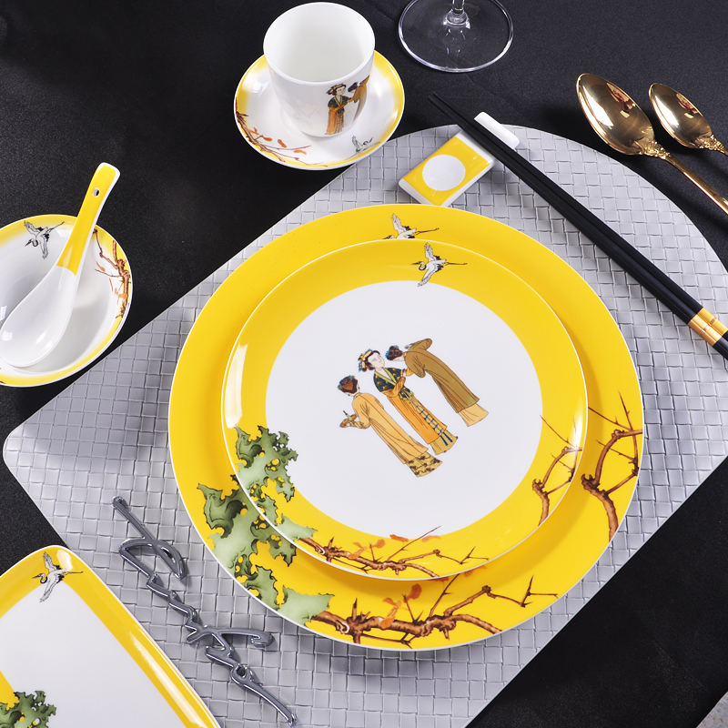 摆台平盘饭碗茶壶会所餐具套装