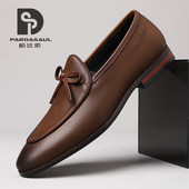 乐福鞋 男真皮透气懒人一脚蹬豆豆鞋 韩版 帕达索春季 流苏皮鞋 250806