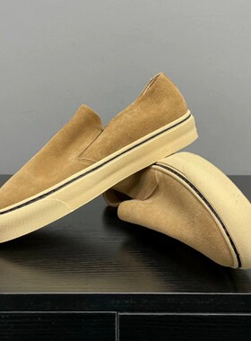 日系复古反绒皮乐福鞋男一脚蹬懒人豆豆鞋透气厚底休闲鞋260376