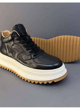 帕达索秋冬真皮马丁靴男复古手工高帮休闲鞋英伦百搭厚底鞋241219