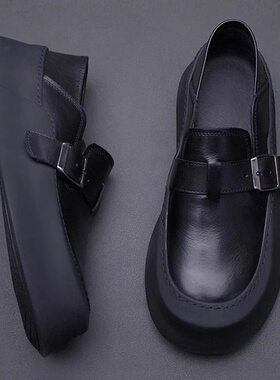 帕达索懒人两穿单鞋厚底增高休闲男士小众板鞋一脚蹬乐福鞋250628