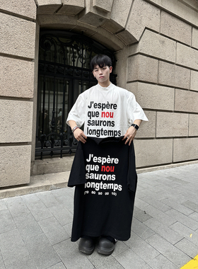 FEAR4FREE 原创标语圆领重磅短袖美式印花宽松小领口T恤上衣男女