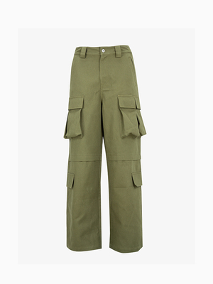 FEAR4FREE廓形做旧军绿色工装裤