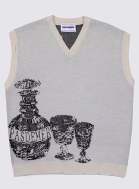 Pas De Mer 意大利潮牌 白色羊毛马甲毛衣V领套头无袖