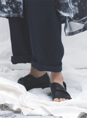 Y'S 2020SS 山本耀司女装线 YS-E03-701 黑色凉鞋拖鞋女鞋罗马鞋