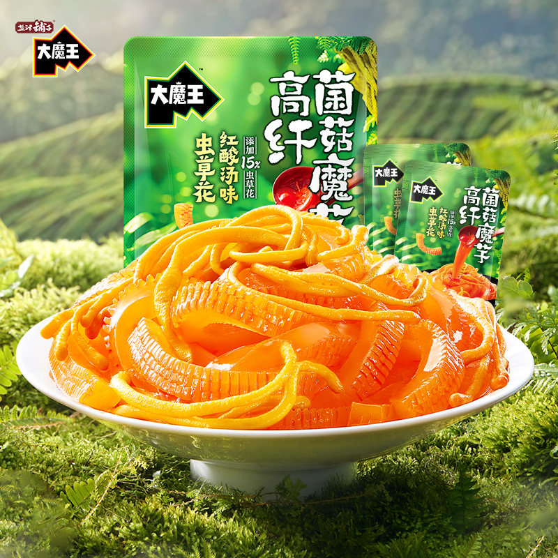 盐津铺子高纤菌菇魔芋零食休闲小吃食品红酸汤味酸爽解馋魔芋丝