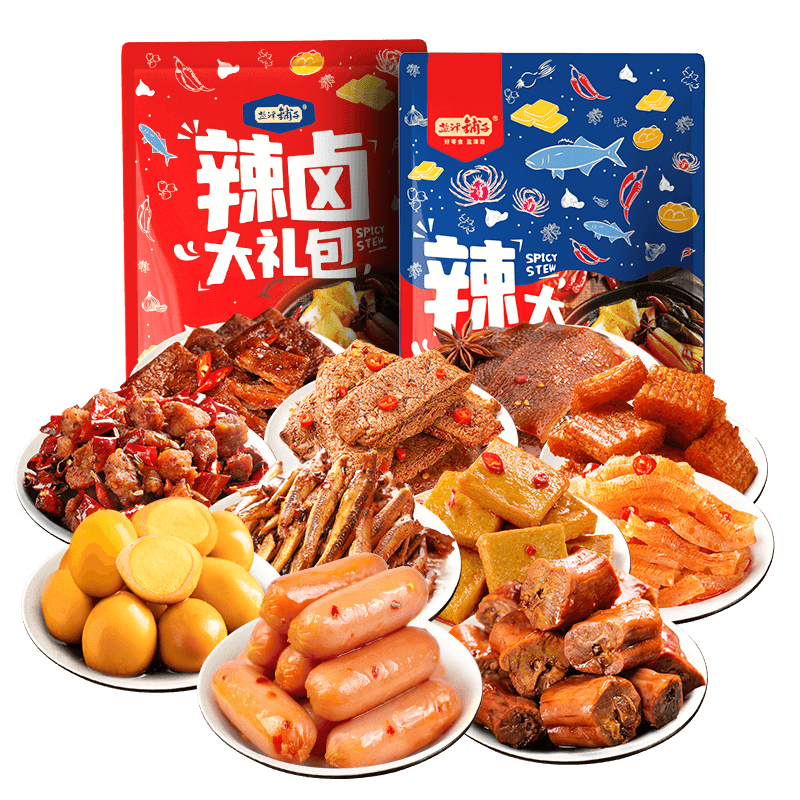 盐津铺子零食大礼包70包辣卤休闲