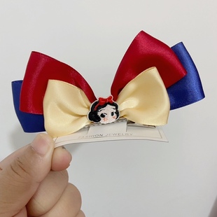 包邮白雪在逃公主立体蝴蝶结发夹女孩丸子头顶夹发卡儿童夹子头饰