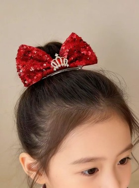 儿童发饰新年红色蝴蝶结发夹女童发卡宝宝可爱红色喜庆过年头饰