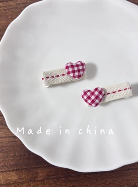 手作女宝宝新年红色周岁头饰抓周对夹婴儿发夹包布发卡胎毛夹