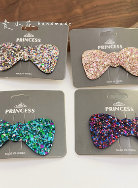 韩版彩色亮片蝴蝶结BB夹儿童发饰女宝刘海碎发侧边夹发卡头饰品