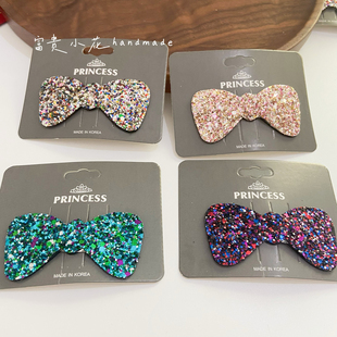 韩版彩色亮片蝴蝶结BB夹儿童发饰女宝刘海碎发侧边夹发卡头饰品