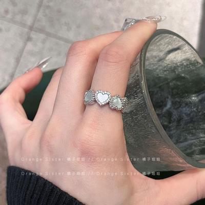 法式爱心贝母开口戒指