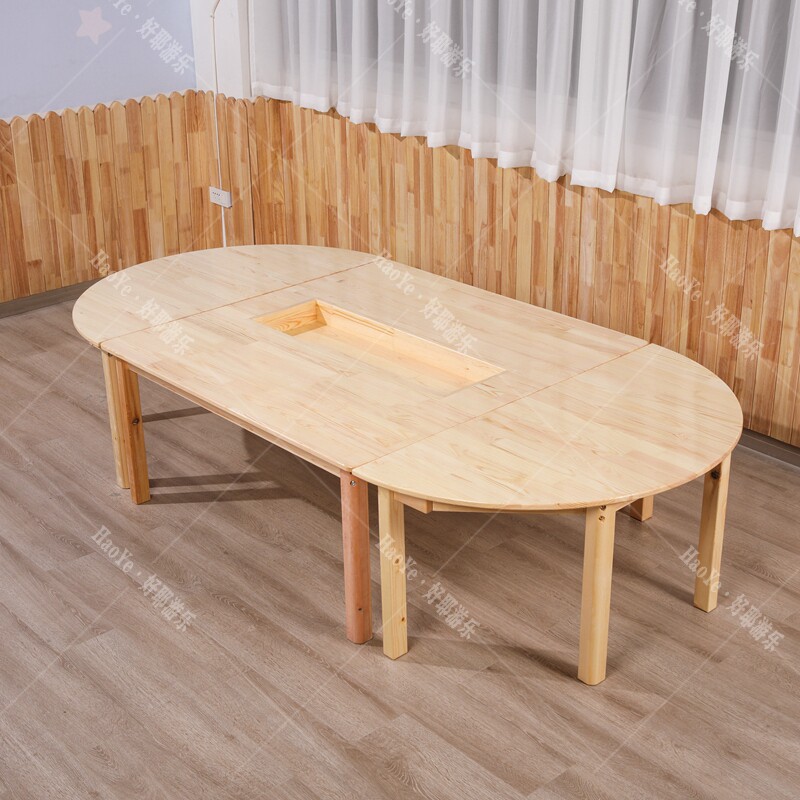 幼儿园实木绘画桌儿童美术画画桌小学生培训机构专用橡木美工桌椅