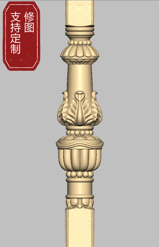 精修大小款欧式楼梯柱STL格式立体图3D图四轴雕刻图圆雕通用