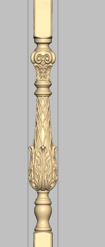 精修欧式麻花建模楼梯柱STL圆雕图立体图3D图精雕三轴雕刻图通用