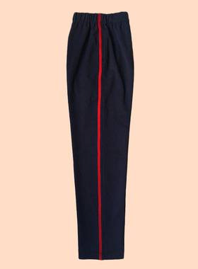 春秋校服裤子一条红杠初高中小学生中性大码藏青色直筒宽松运动裤