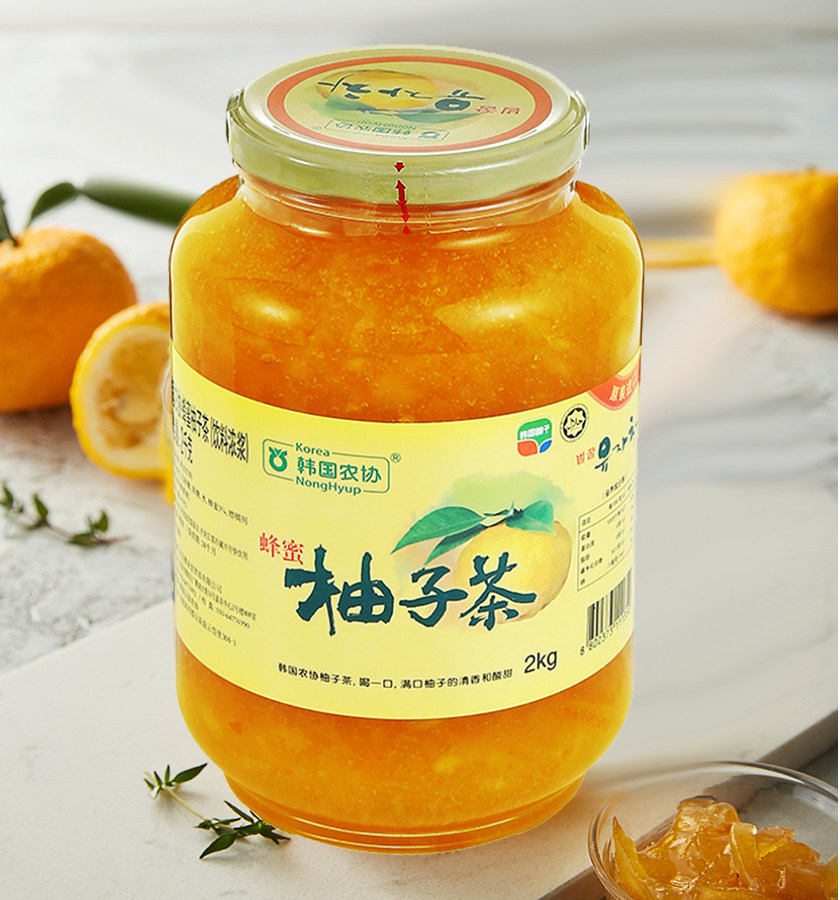 原装进口韩国农协蜂蜜柚子茶2kg大瓶装 经典罐装冲饮补充维C水果
