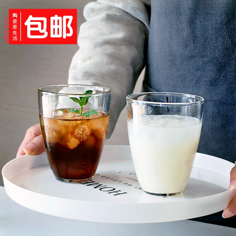 日式椭圆玻璃杯简约果汁杯早餐杯图片