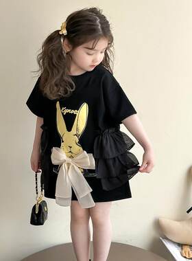 女童连裙夏季2女025新款孩夏款主夏装韩公系中长衣款裙子长7166上