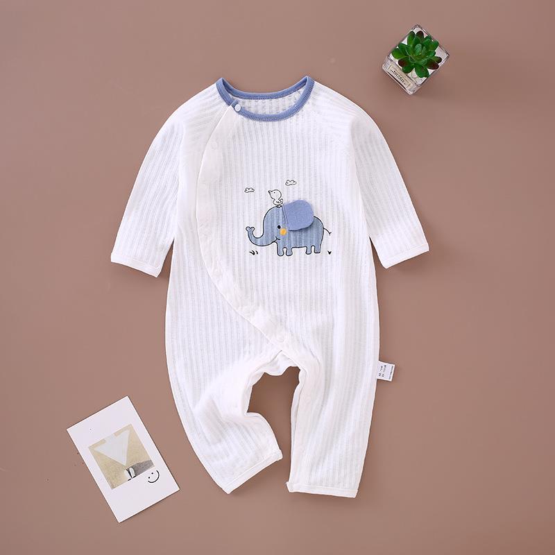 儿连体婴衣无夏季薄款骨新生儿衣服纯棉哈衣空长袖调HF3000服宝宝