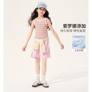清涼5糖果色系休閑寬松山童褲 女短本15222C21褲 夏季 202新款 五分褲