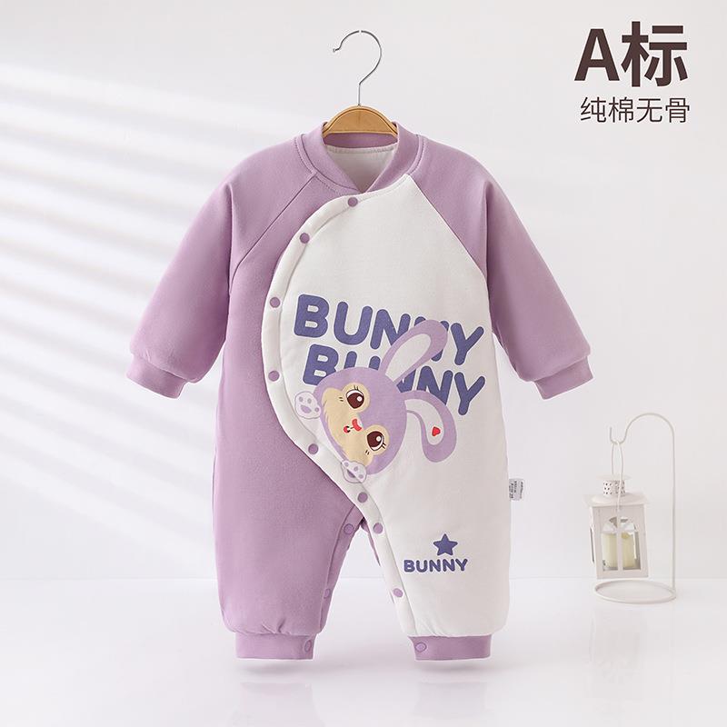 秋体冬婴儿连体衣季保冬JM8001暖衣服宝宝夹棉哈衣爬服新无生儿骨