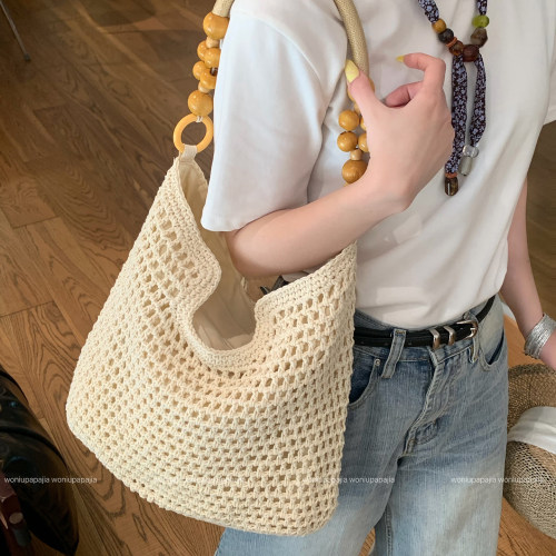 手工钩织棉线编织包女大容量单肩