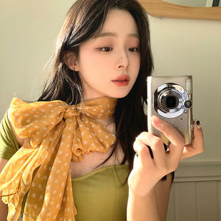 蜗牛爬爬家波点丝巾女2026春夏新款系脖高级感长条颈脖丝巾搭配