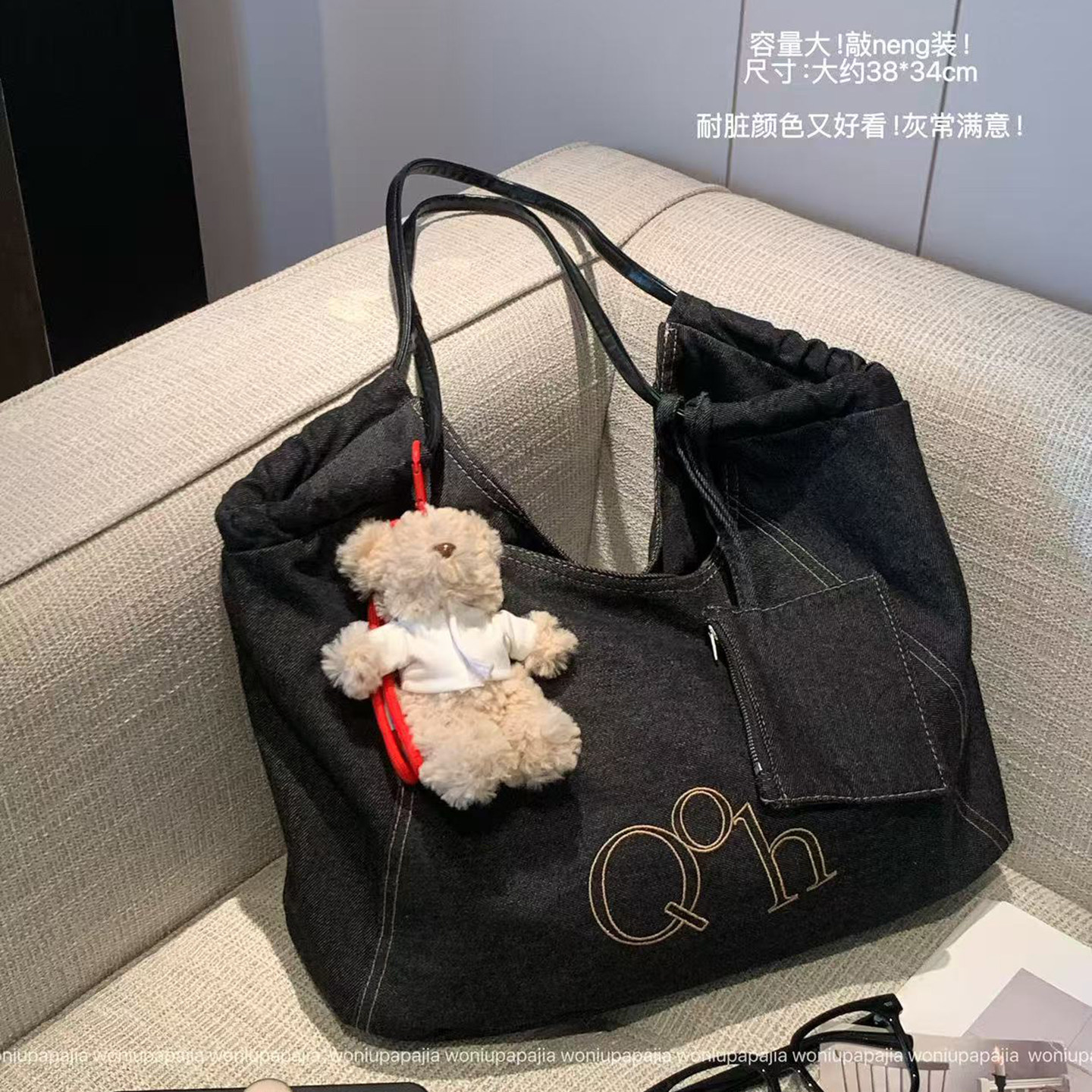 韩国小众复古牛仔帆布包女2025新款大容量休闲托特包单肩包手拎包,箱包皮具/热销女包/男包,通用款女包,淘宝优惠券,粉丝福利购,淘宝优惠卷