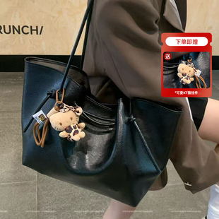 【原创定制】赠包挂！复古绑带托特包女秋冬大容量皮质单肩手提包