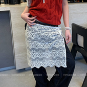 2026正流行白色系带蕾丝屁帘女下摆半身裙高级感叠穿网纱一片式 裙