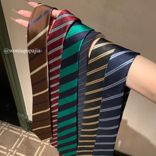 时髦甜酷学院风条纹领带女韩国小众设计制服衬衫 休闲百搭领巾配饰