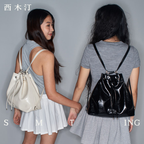 【西木汀】相约 黑色水桶包2025新款双肩包女上班通勤包包大容量