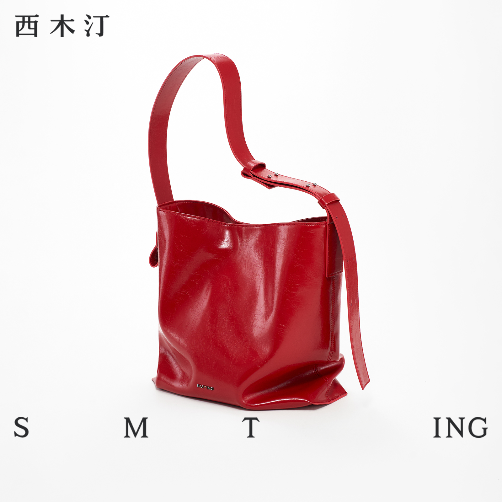 【西木汀】岁岁年年 红色水桶包2025新款秋冬牛皮单肩包大容量女