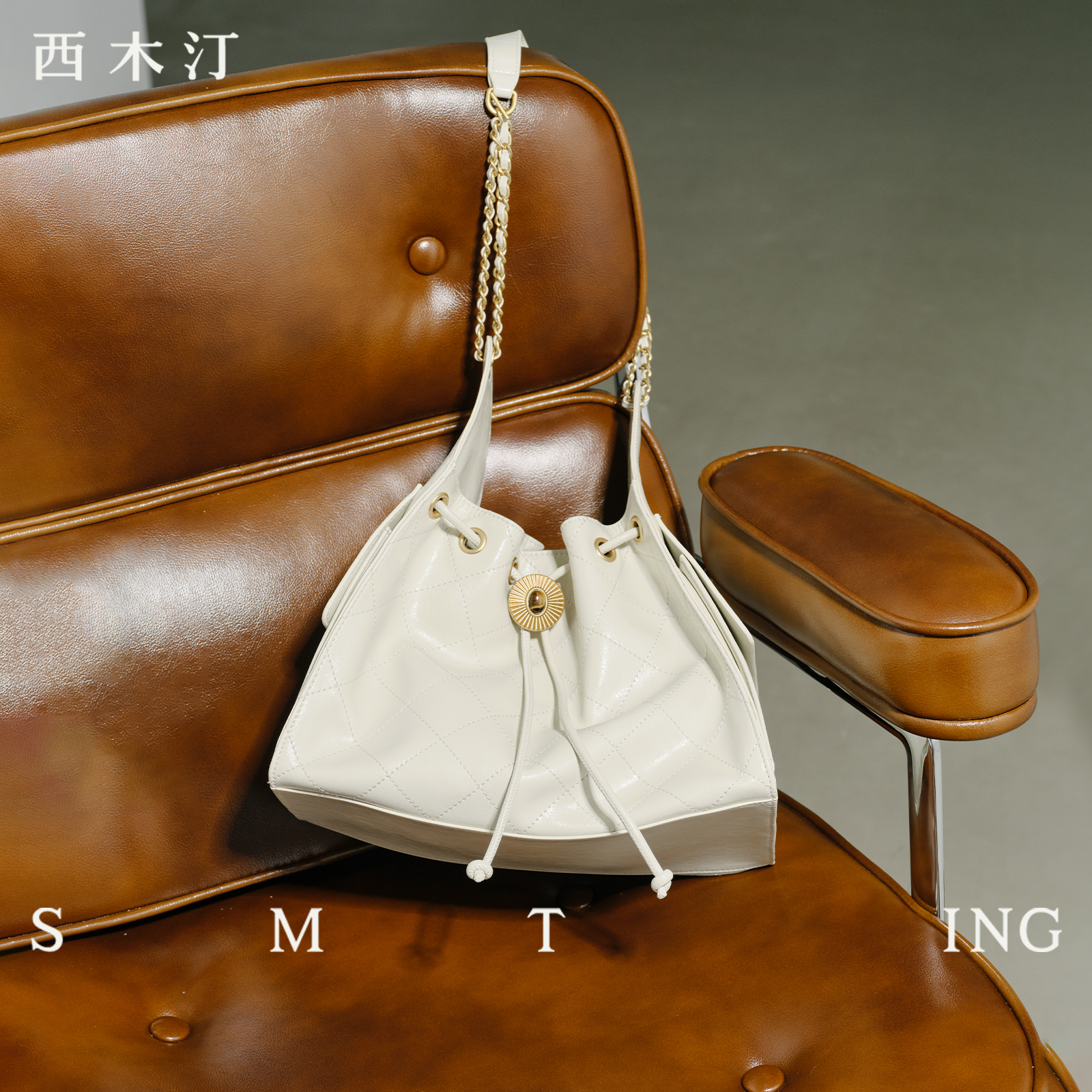 【西木汀】见面 白色水桶包2025年新款女士腋下包小个子单肩包包