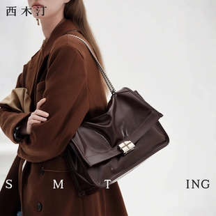 牛皮托特包女小众单肩链条包大容量斜挎通勤包 少年派 西木汀