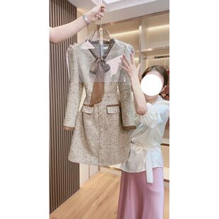 富家千金气质小香风连衣裙女装春秋新款时尚茶歇御姐收腰短款裙子