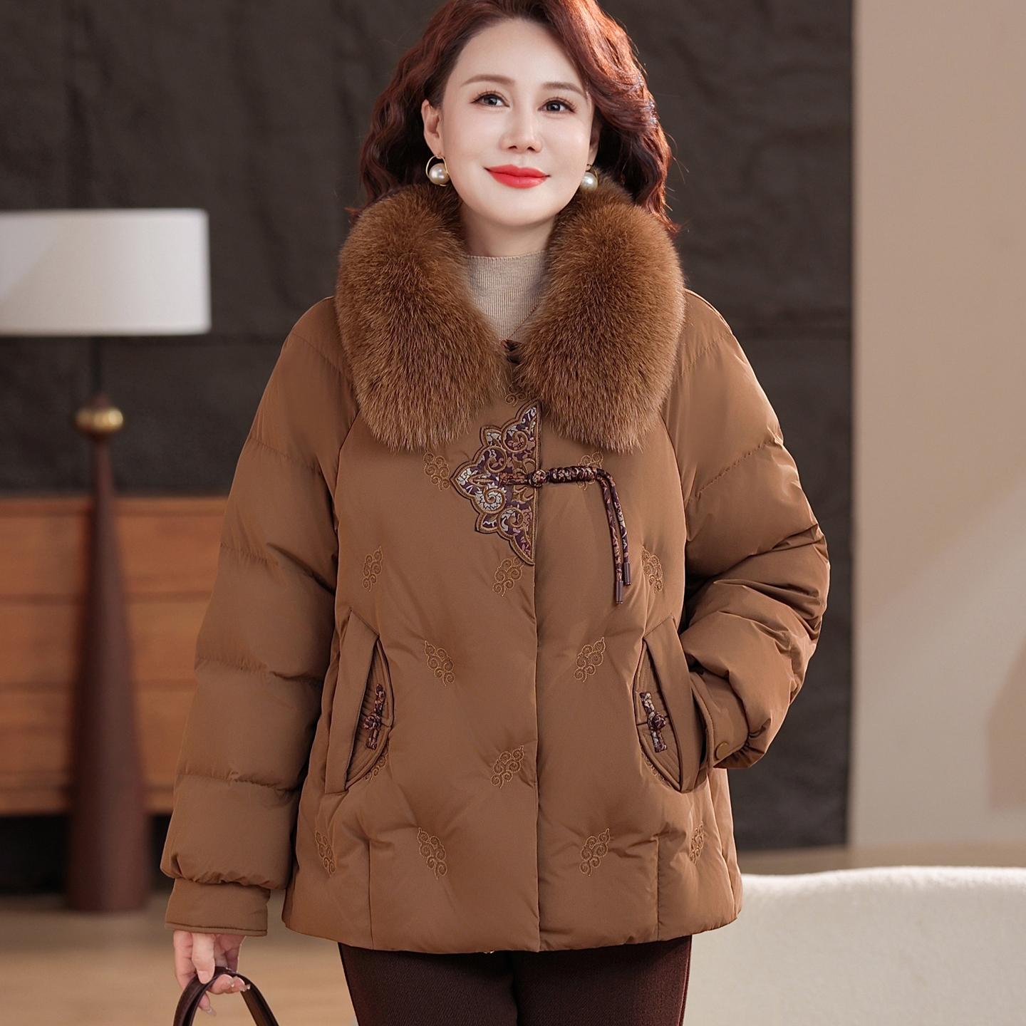 赋妤羽绒服50岁妈妈装洋气上衣