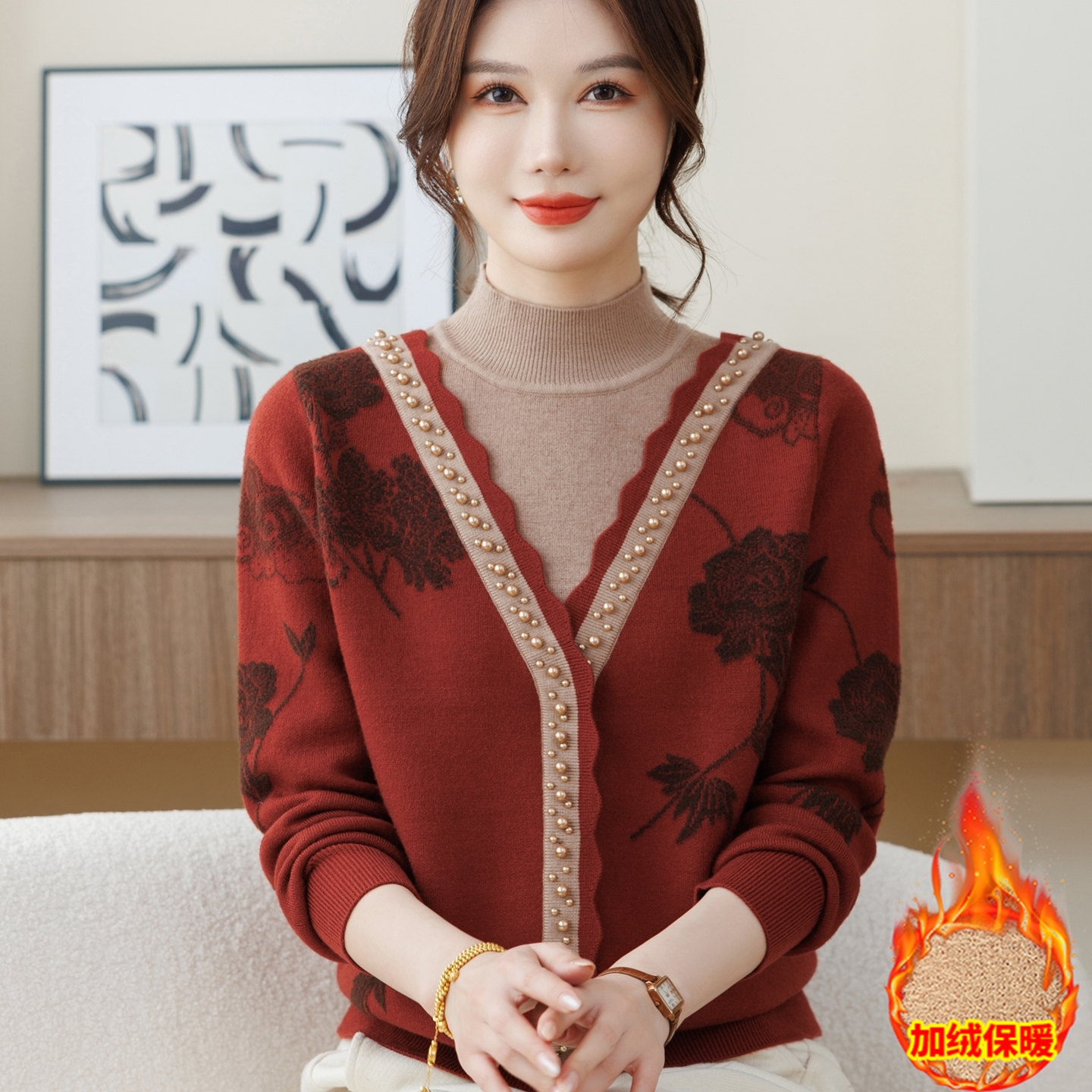 赋妤年轻妈妈装秋冬洋气毛衣