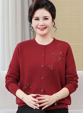 赋妤妈妈秋装毛针织开衫上衣