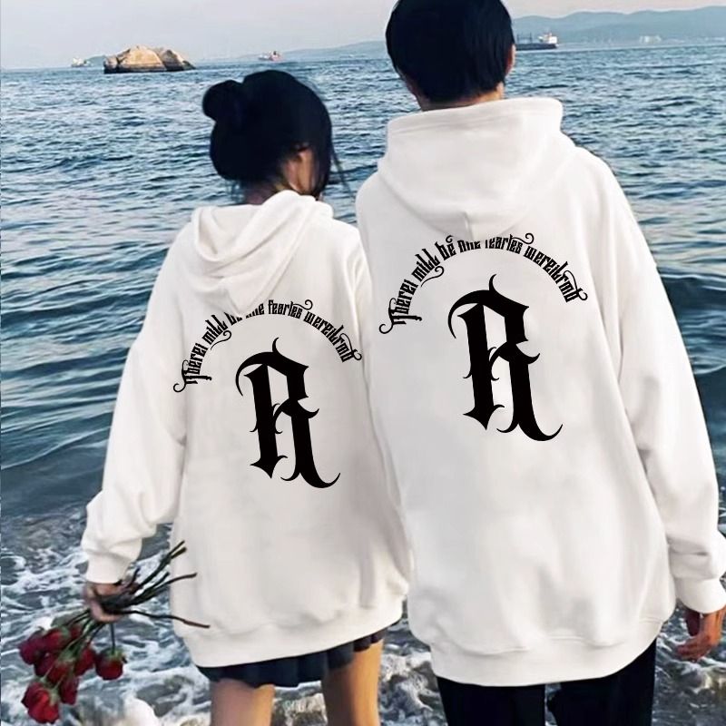 印花加绒连帽卫衣美式重磅