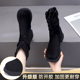 小码 34真皮复古中筒靴女2025秋冬新款 平底防滑绒面弹力瘦瘦马丁靴