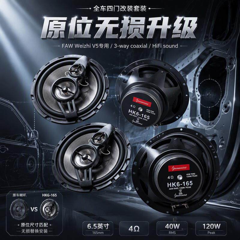 众泰t600音响前后门喇叭高中重低音扬声器同轴音响6.5寸 无损安装