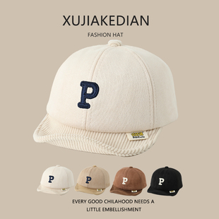 软檐棒球帽 字母鸭舌帽男童女宝宝遮阳防风冬款 婴儿帽子春秋季 韩版