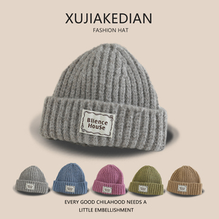 韩版ins儿童帽子秋冬男童字母针织毛线帽 女童保暖护耳宝宝套头帽