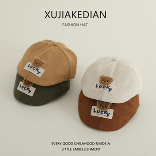 宝宝帽子秋冬季防风可爱小熊鸭舌贝雷帽男女童保暖遮阳前进帽春款