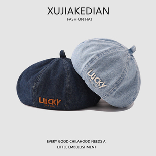 宝宝帽子春秋季薄款八角帽男女宝夏季牛仔布儿童贝雷帽2025新款潮