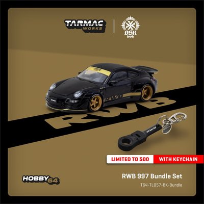 TW 1:64 保时捷911 997 RWB 宽体 带钥匙扣  合金汽车模型