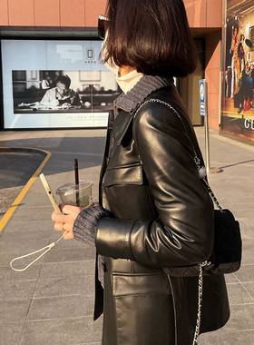 进口绵羊皮真皮皮衣女2025秋冬新款年轻直筒修身皮外套小西装百搭